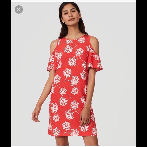 red open shoulder dress